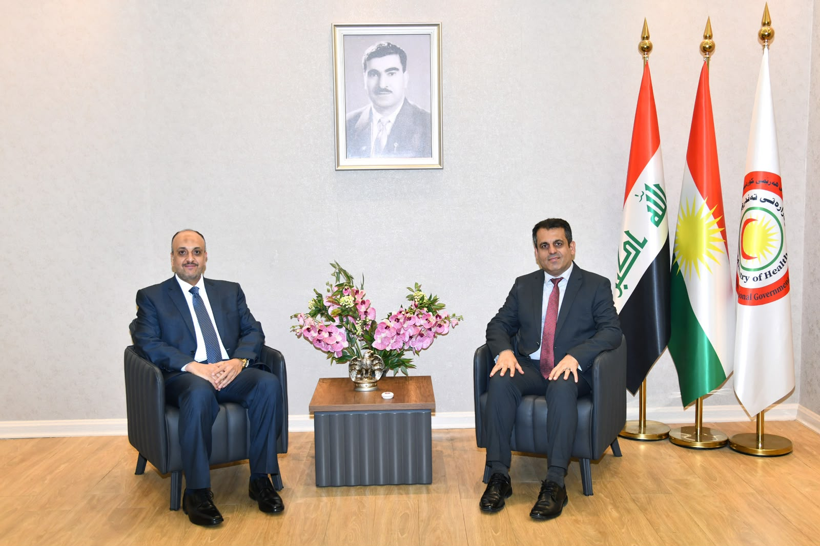 وزير صحة إقليم كردستان مع رئيس الجمعية الطبية العراقية الموحدة للإغاثة والتنمية